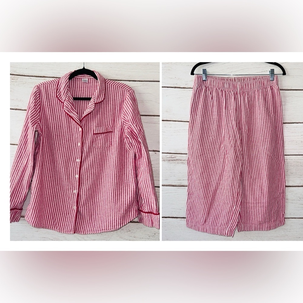 Liz Claiborne Red & White Pinstripe Pajama Set | Size M Classic Cute Comfortable